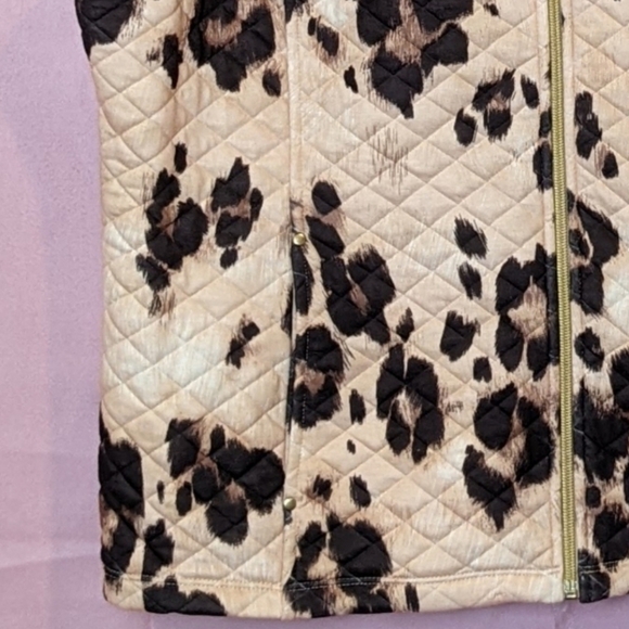 Allison Daley Leopard Print Quilted Full Zip Vest with Pockets size XL - Picture 3 of 7